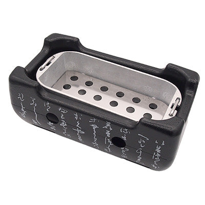 アルミ いろはこんろ 長角(黒)網・炭入・焼杉板セット