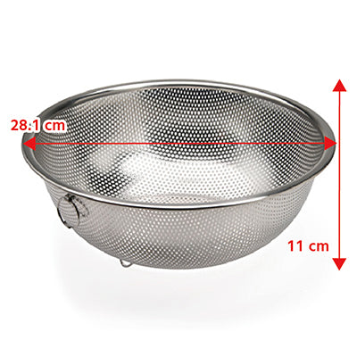 ステンレス製 シェフズ パンチングボール 27cm(足付 / リング付) 水切り