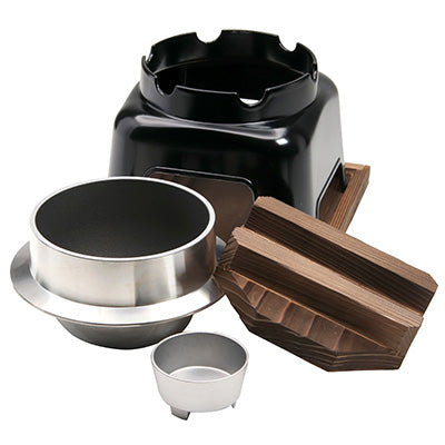 お釜かまどセット(内面 フッ素加工) 大 1合用 黒木 卓上 釜めし ※固形燃料は付属しておりません