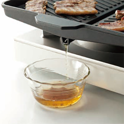 ヘルシー焼肉グリル(角型)フッ素加工 余分な油をしっかり流し落とす!カセットコンロ用 37cm×26cm No.3562