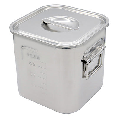 18-8ステンレス製  角・深型キッチンポット 19cm～ 目盛付　日本製