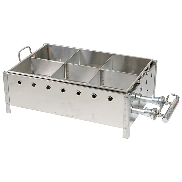 おでん鍋 ガス式 1尺8寸（590×400mm） 仕切り6 短辺コック カンテキ 業務用 直火式 日本製