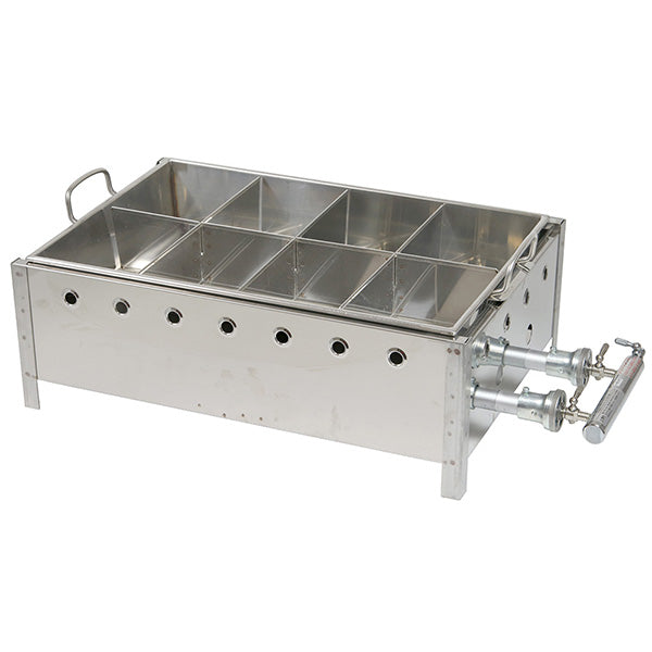 おでん鍋 ガス式 1尺8寸（590×400mm） 仕切り8 短辺コック カンテキ 業務用 直火式 日本製