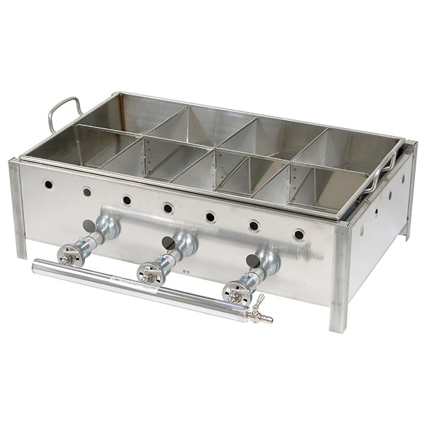 おでん鍋 ガス式 2尺（650×400mm） 仕切り8 長辺コック カンテキ 業務用 直火式 日本製