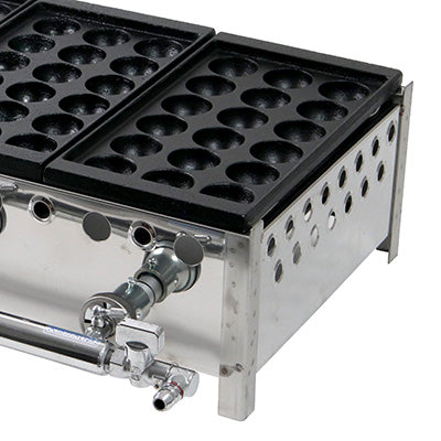 業務用 たこ焼き器 ガス式 4丁 18穴 フチ高 鉄製 カンテキ付 卓上 店舗