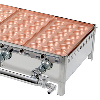 銅 5丁用 カンテキのみ（引出無）+たこ焼き銅板 18穴　5枚のセット　（ガス種を必ずお選び下さい）※配送２個口