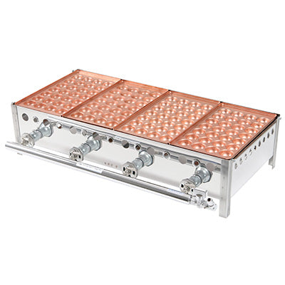 銅 4丁用 カンテキのみ（引出無）+たこ焼き銅板 28穴　4枚のセット　（ガス種を必ずお選び下さい）※配送２個口