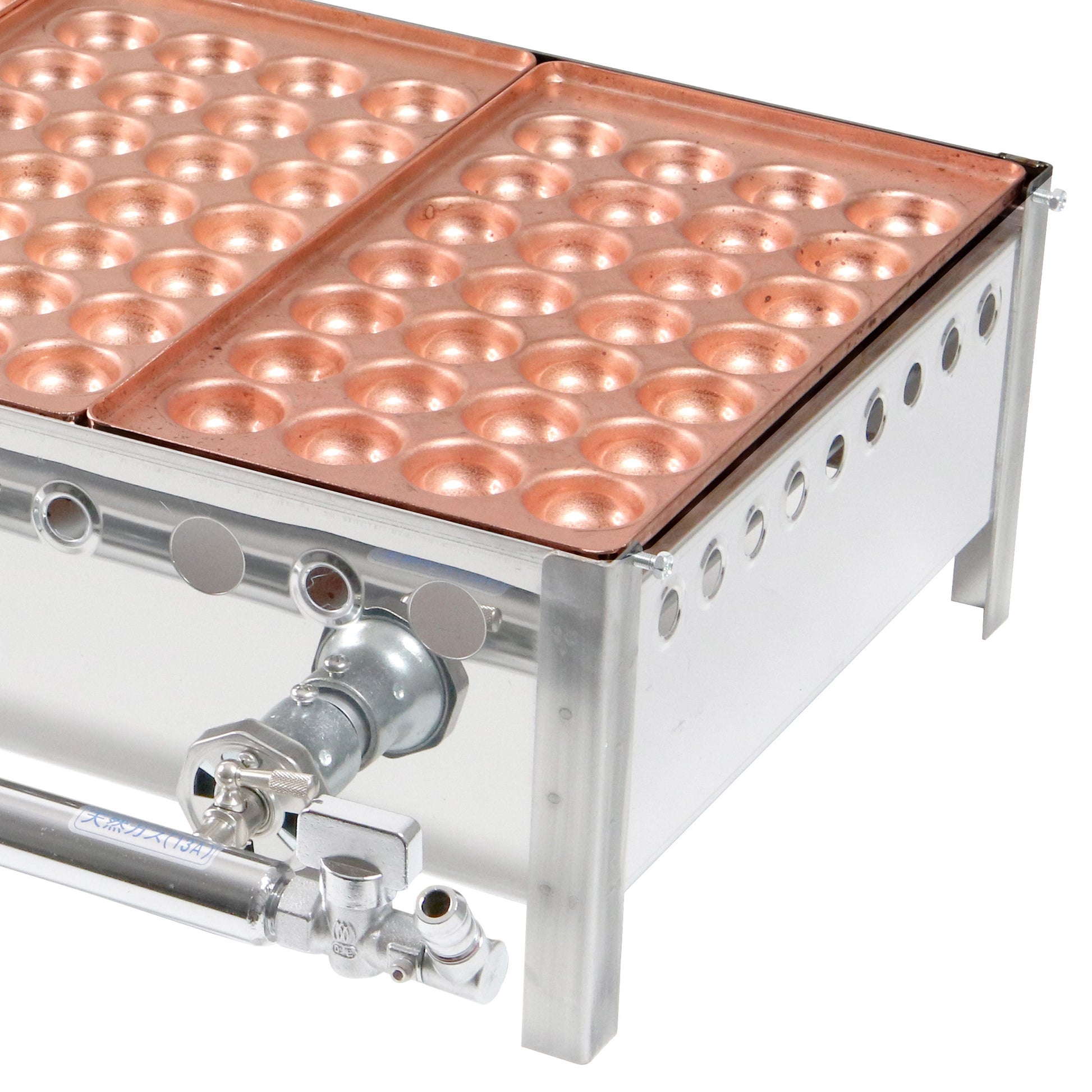 銅 4丁用 カンテキのみ（引出無）+たこ焼き銅板 28穴　4枚のセット　（ガス種を必ずお選び下さい）※配送２個口