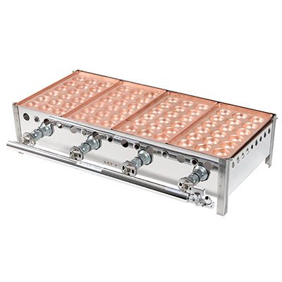 銅 4丁用 カンテキのみ（引出無）+たこ焼き銅板 18穴　4枚のセット　（ガス種を必ずお選び下さい）※配送２個口