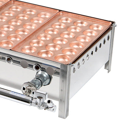 銅 4丁用 カンテキのみ（引出無）+たこ焼き銅板 18穴　4枚のセット　（ガス種を必ずお選び下さい）※配送２個口