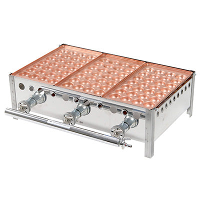 銅 3丁用 カンテキのみ（引出無）+たこ焼き銅板 28穴　3枚のセット　（ガス種を必ずお選び下さい）※配送２個口