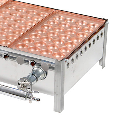 銅 3丁用 カンテキのみ（引出無）+たこ焼き銅板 28穴　3枚のセット　（ガス種を必ずお選び下さい）※配送２個口