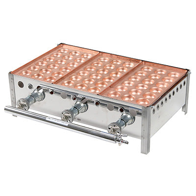 銅 3丁用 カンテキのみ（引出無）+たこ焼き銅板 18穴　3枚のセット　（ガス種を必ずお選び下さい）※配送２個口