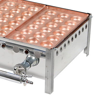 銅 3丁用 カンテキのみ（引出無）+たこ焼き銅板 18穴　3枚のセット　（ガス種を必ずお選び下さい）※配送２個口