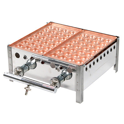 銅 2丁用 カンテキのみ（引出無）+たこ焼き銅板 28穴　2枚のセット　（ガス種を必ずお選び下さい）※配送1個口