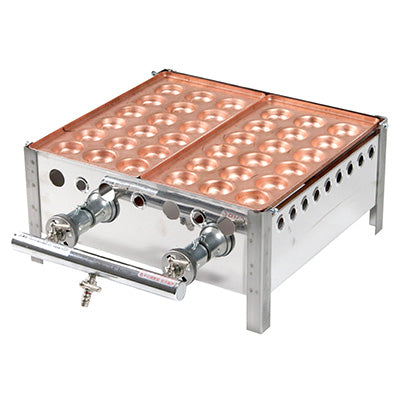 銅 2丁用 カンテキのみ（引出無）+たこ焼き銅板 18穴　2枚のセット　（ガス種を必ずお選び下さい）※配送1個口