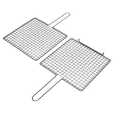 焼アミ シングルハンドル合わせ  クロームメッキ 30cm×30cm 両面焼き 挟み焼き