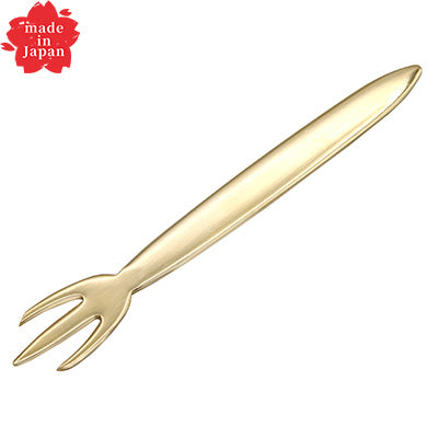 ステンレス製 トリデンテ ピックフォーク 9cm　ゴールド gold（プチカトラリー シリーズ）　日本製