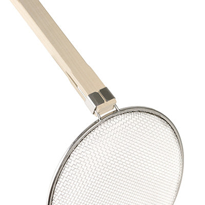 木柄 そば揚 厚網 6.5メッシュ 24cm