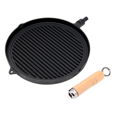 鉄製 ステーキ＆グリル パン Φ26.4cm  食材に焼き目で食欲増進  木柄付 IH対応 フライパン