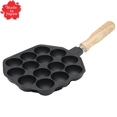 鉄鋳物 たこ焼器 TAKO DO（タコ ドゥ）！ 木柄 14穴 どんなコンロにもしっかり安定　日本製