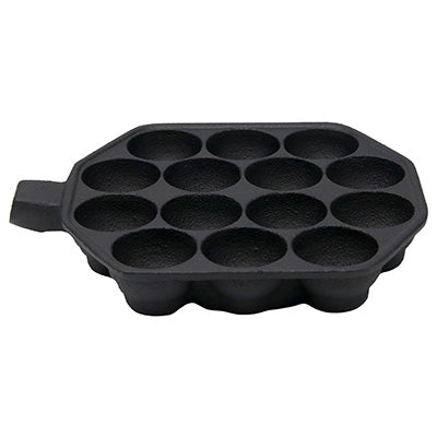 鉄鋳物 たこ焼き器 おやつグルメ まんまるプレート 14穴（片手 木柄付）アイデア次第で色んなおやつが作れる！