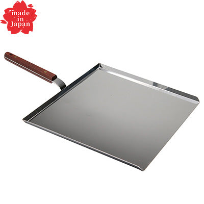 ステンレス製 木柄 お好み運搬器具 （大 巾26.5cm×29.5cm）木柄 ちりとり お好み焼き 提供　日本製