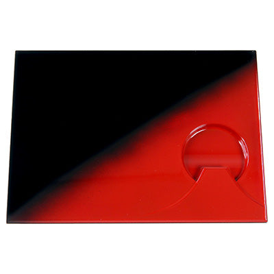 樹脂製 耐熱月山プレート 黒朱ツートン（25cm×18cm） 光沢 トレー 皿　日本製