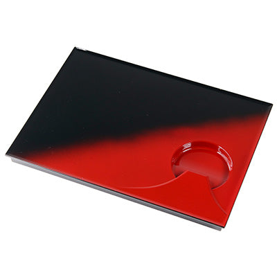 樹脂製 耐熱月山プレート 黒朱ツートン（25cm×18cm） 光沢 トレー 皿　日本製