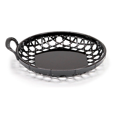 樹脂 新5寸片手かご（Φ15cm）茶パール　盛り付け 皿 前菜 器 高級感　日本製