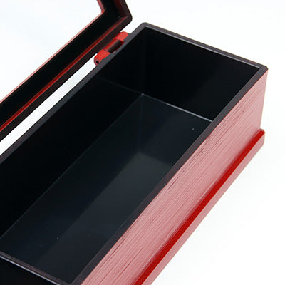 樹脂製 元禄箸箱 楊枝入付 朱渕黒 （21cmまでの箸）箸入 箸ケース 箸箱 楊枝入 卓上