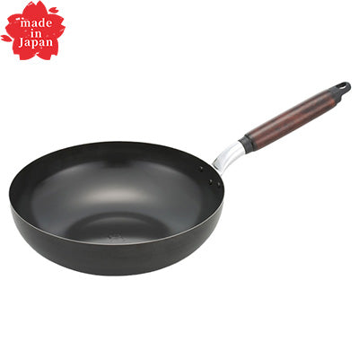 鉄製 味達人 いため鍋 20cm・28cm シリコン加工 空焼き不要 木柄 高温調理 軽量 家庭【ガス・IH】 フライパン　日本製