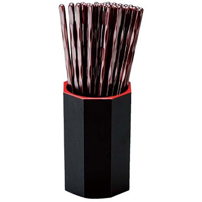 八角木目箸立 黒天朱