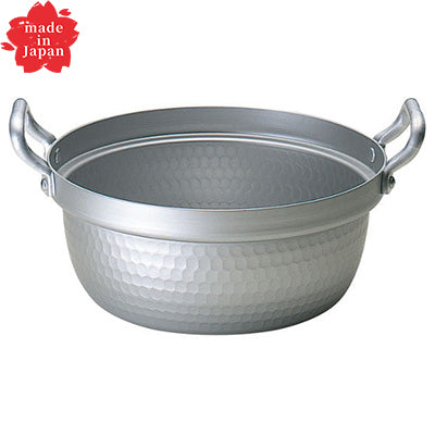 アルミ製 段付鍋 ホクア 槌目 打出し鍋 熱伝導率 取っ手付き【ガス専用】　日本製