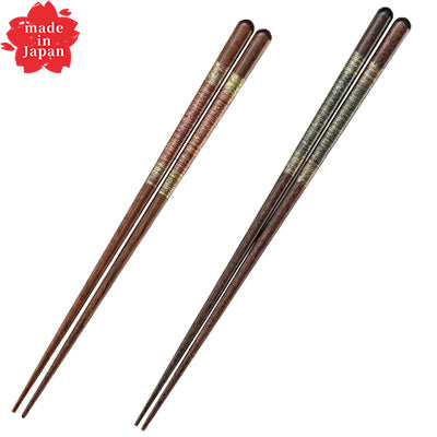 天然木 金襴（きんらん）箸 21cm～ 滑り止め加工 食洗器対応 日本製