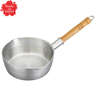 アルミ製 浅型 雪平鍋 打出底広  ナカオ（極厚3mm・メジャー付） 【ガス火用】　日本製