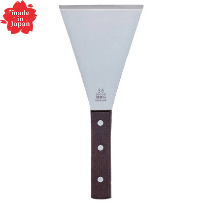 ステンレス鋼 三角バチステン 厚口　日本製  鉄板焼き お好み焼き 清掃 カット