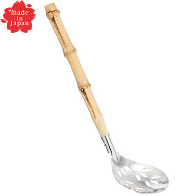 18-8ステンレス製 竹柄 チリレンゲ 穴明　日本製