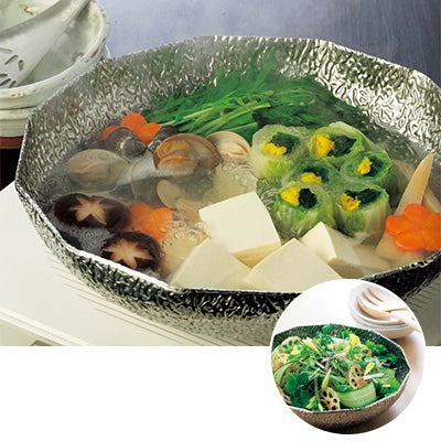 ステンレス製 ゆき鍋 Φ20cm～ IH・ガスコンロ対応　鍋 冷やし鉢 盛皿 使用イメージ